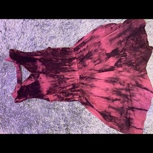 Black & Maroon Tie-dye romper With elastic Waist